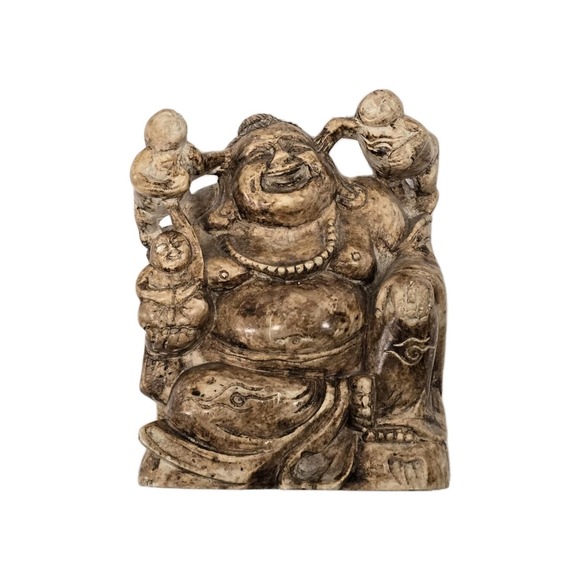 Oriental Sitting Hotei Happy Buddha Statue Stone